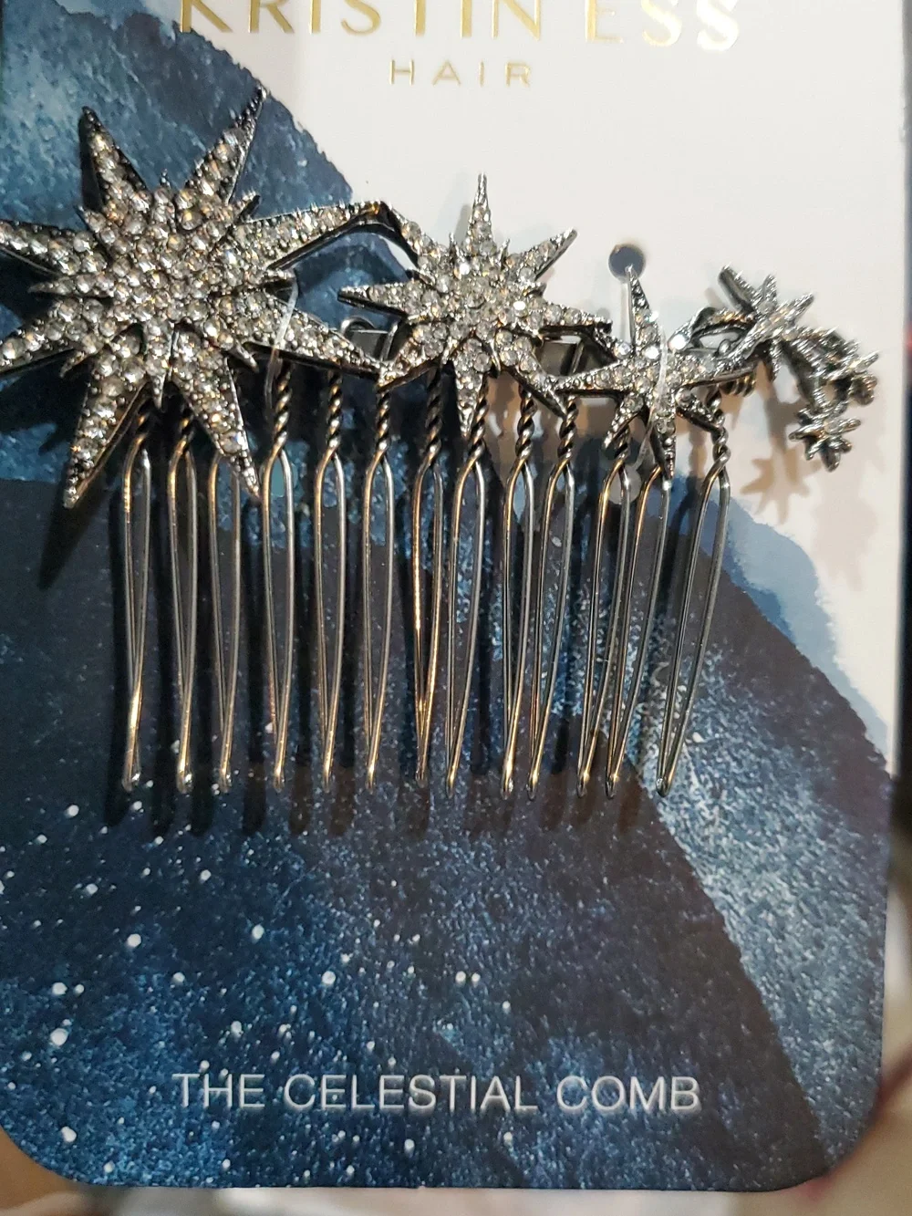 Kristin Ess 2pack Silver embellished‎ celestial mystic sparkly hair combs new